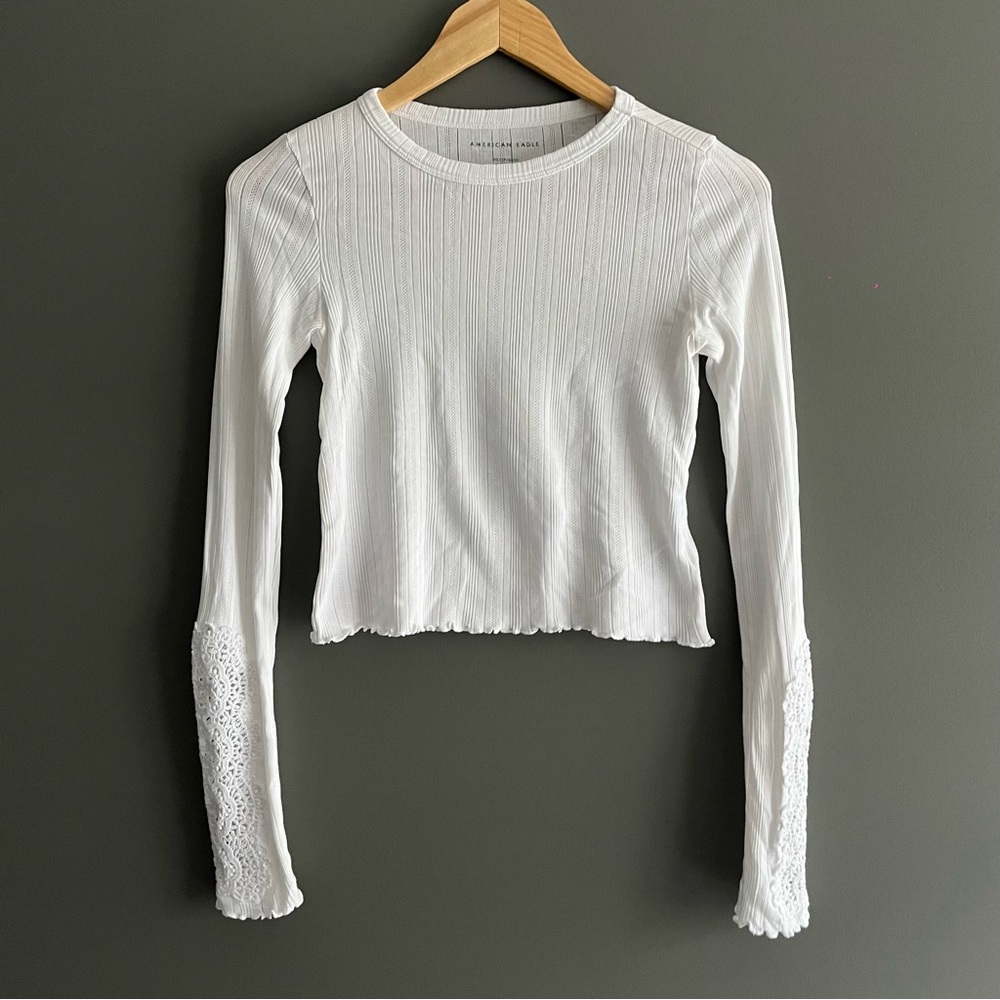 Women's White Long Sleeve Top